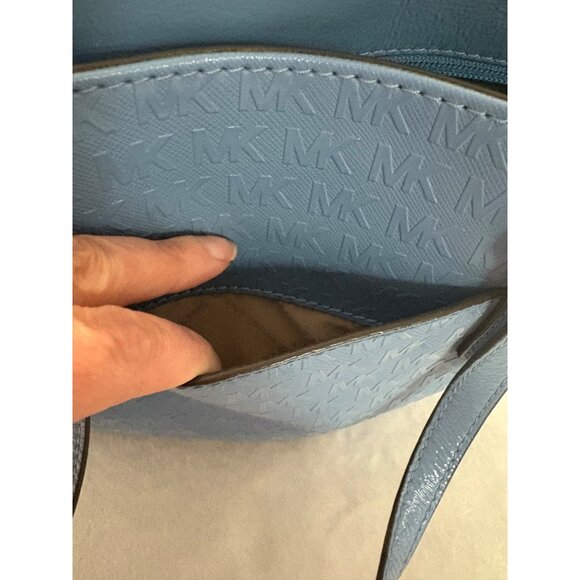 Michael Kors Blue Monogram Logo Tote Bag With Shoulder Straps - Picture 5 of 16